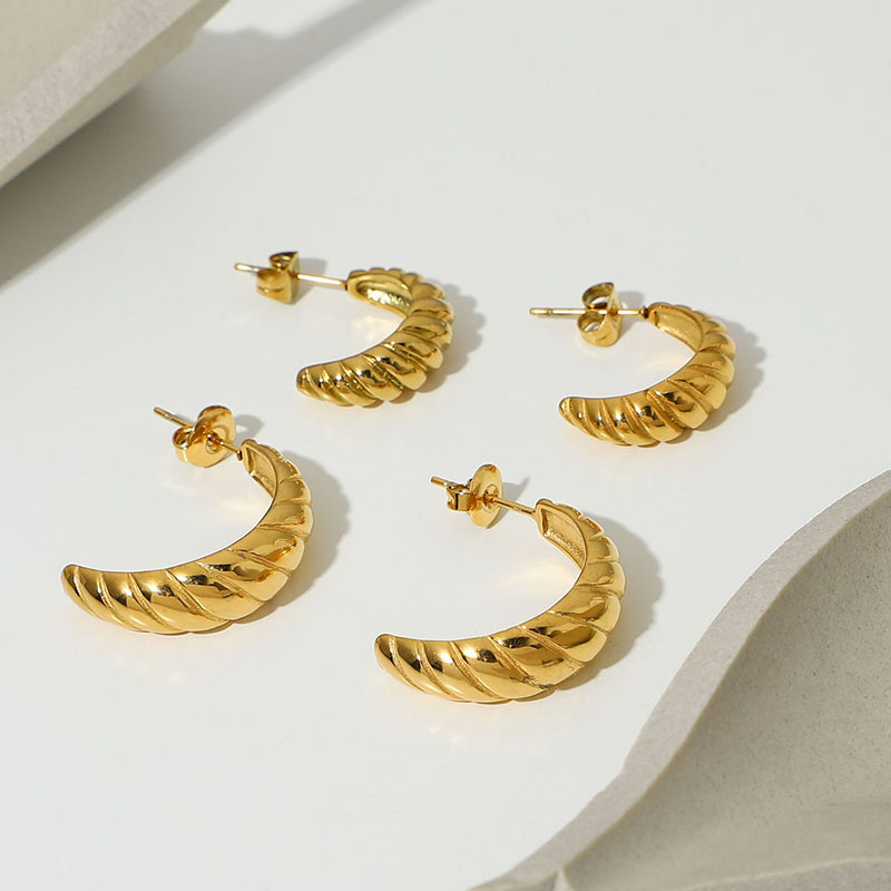 Titanium Steel Gold Plated Twist Earrings Fashion Gold Plated Distributor