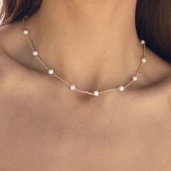 Pearl Necklace Stainless Steel Chain Natural Freshwater Pearl Distributor