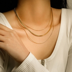 European Style Three-layer Serpentine Necklace Fashion Women Stainless Steel Distributor