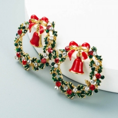 Christmas  Fashion Flower Ring Bell Bow Alloy With Rhinestone Earrings Manufacturer