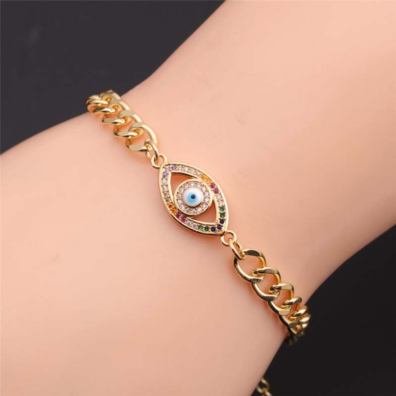 Wholesale Turkish Devil's Eye Jewelry Copper Gold Plated Adjustable Bracelet Vendors
