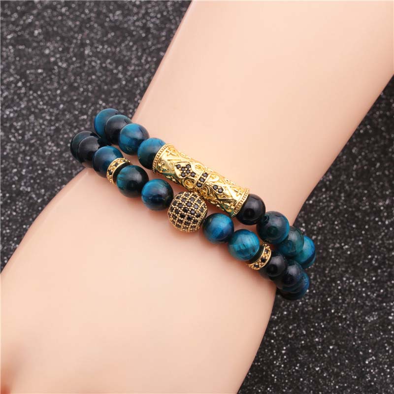 Wholesale Tiger Eye Cross Diamond Ball Beaded Bracelet Vendors