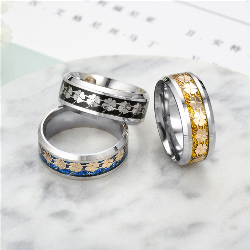 Four-leaf Clover Titanium Steel Ring Fashionable Personality Explosion Style Supplier