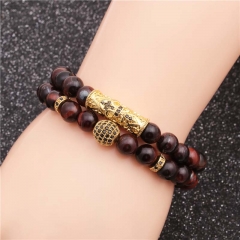 Wholesale Tiger Eye Cross Diamond Ball Beaded Bracelet Vendors