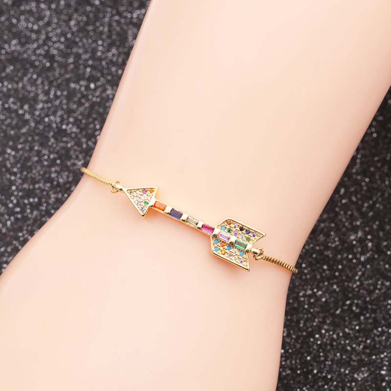 Wholesale Zircon Jewelry Copper Zirconium Arrow Adjustable Bracelet Gift Vendors