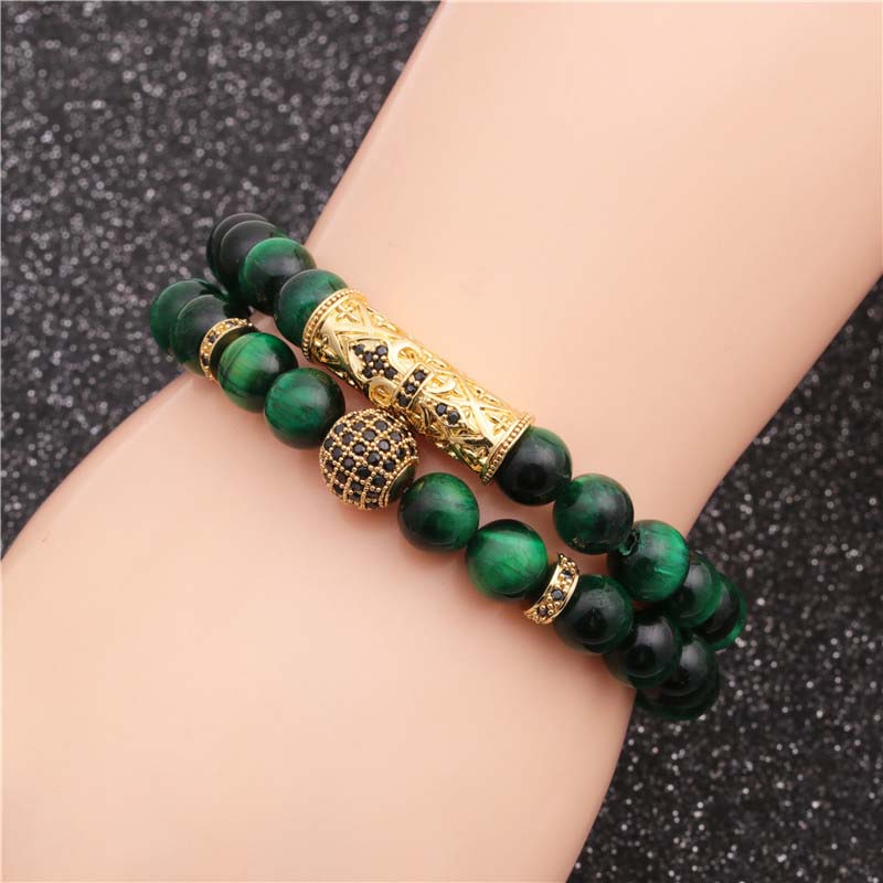 Wholesale Pin Tiger Eye Elbow Cross Diamond Ball Beaded Bracelet Vendors