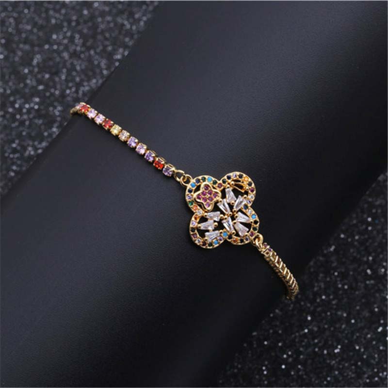 Wholesale Jewelry Copper Zirconium Flower Adjustable Bracelet Fashion Vendors