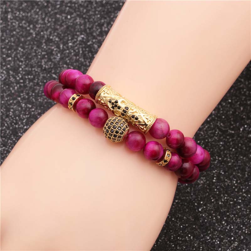 Wholesale Tiger Eye Cross Diamond Ball Beaded Bracelet Vendors