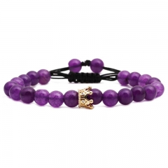 Wholesale Selling Tiger Eye Crown Amethyst Braided Bracelet Vendors