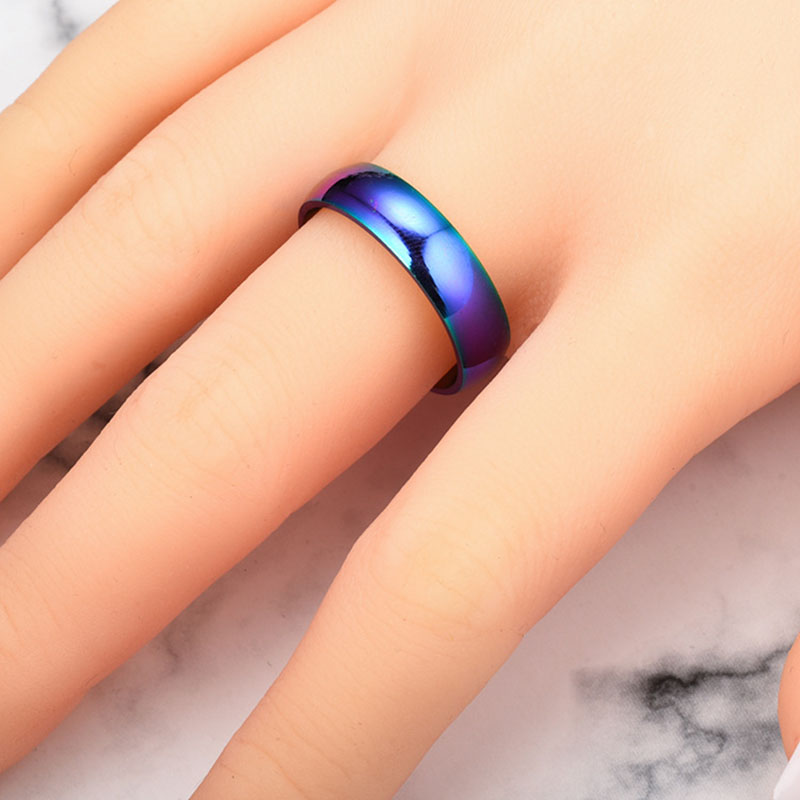 Style Colorful Rainbow Ring Korean -selling Curved Stainless Steel Ring Supplier