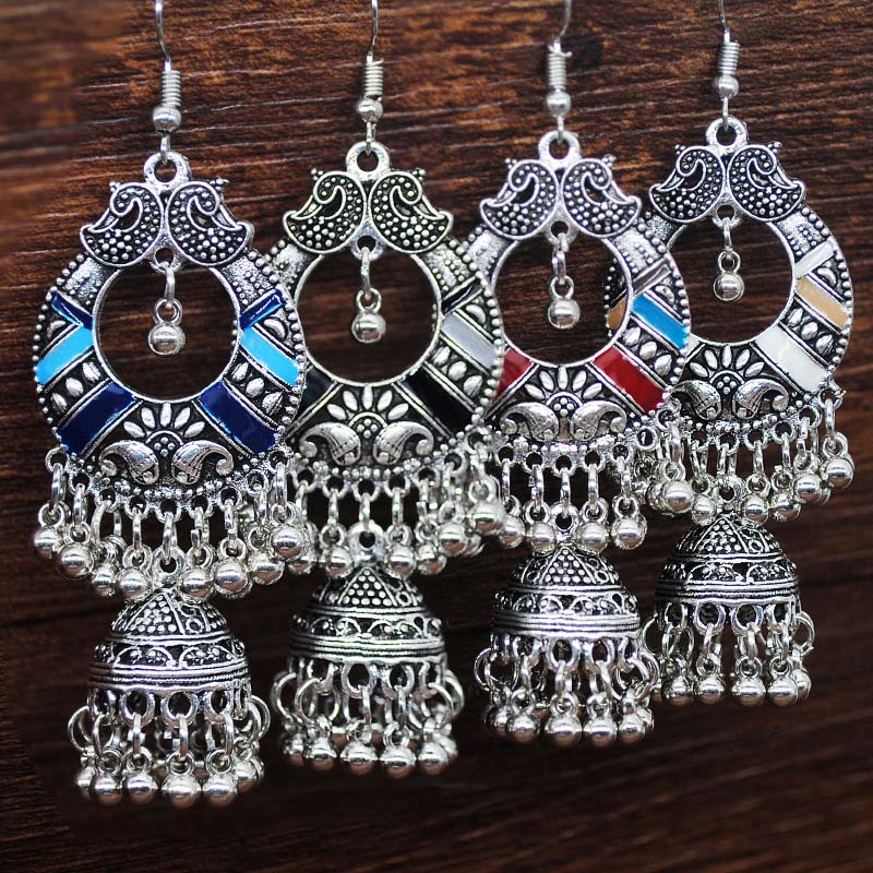 Wholesale Retro Earrings Xinjiang Ethnic Wind Exaggerated Tassel Lantern Earrings