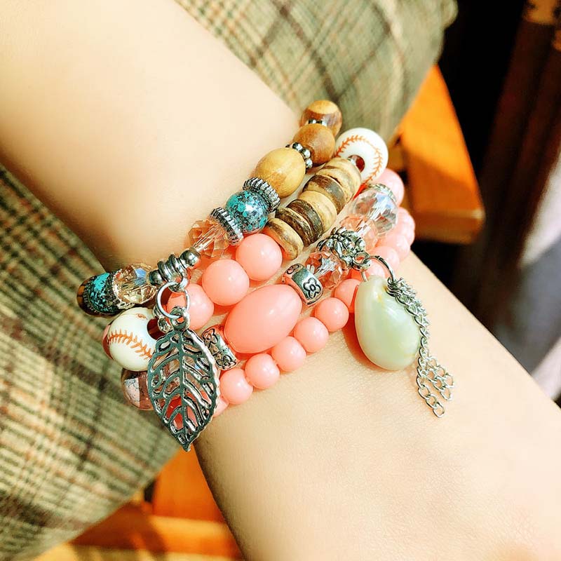 Wholesale Bohemian Ethnic Style Shells Stretch Rope Multi-layer Bracelet