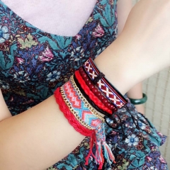 Wholesale Bohemian Ethnic Wind Degree Fake Hand Rope Woven Multi-layer