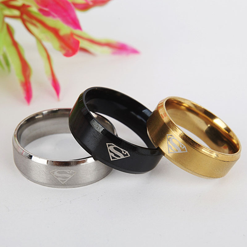 Fashion Stainless Steel Superman Ring With Classic Pattern Supplier