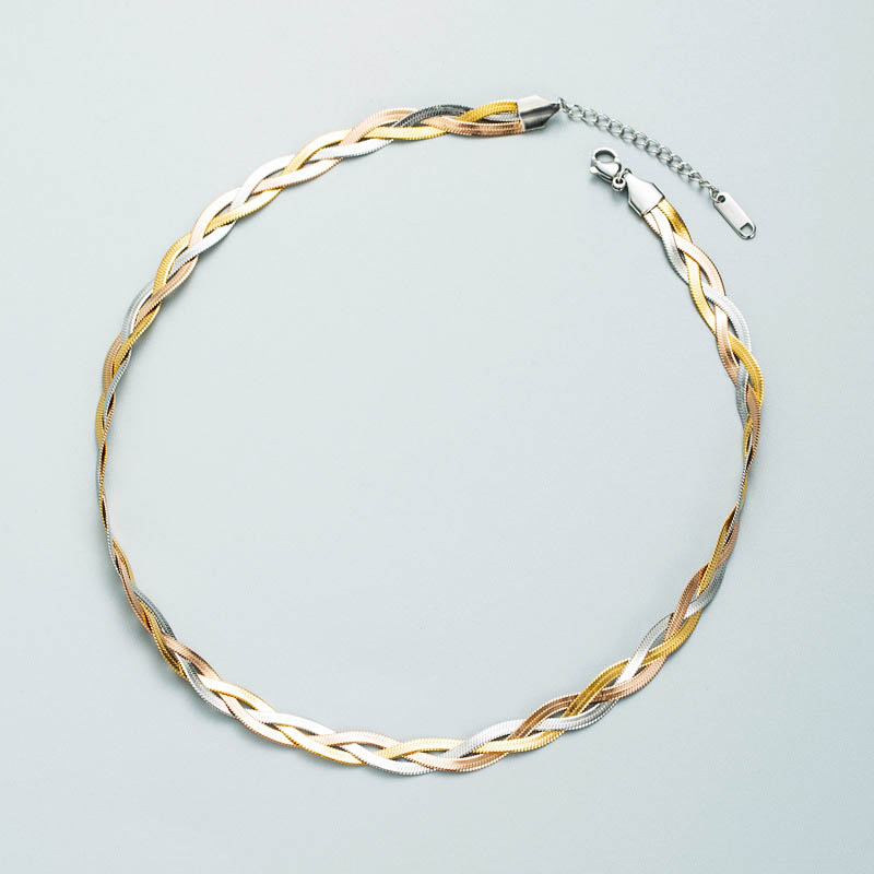 Three Colors Titanium Steel Snake Bone Chain Necklace Gold Necklace Jewelry Manufacturer