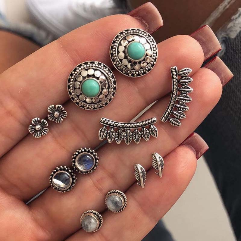 Wholesale Vintage Turquoise Set Earrings Fashion Trend
