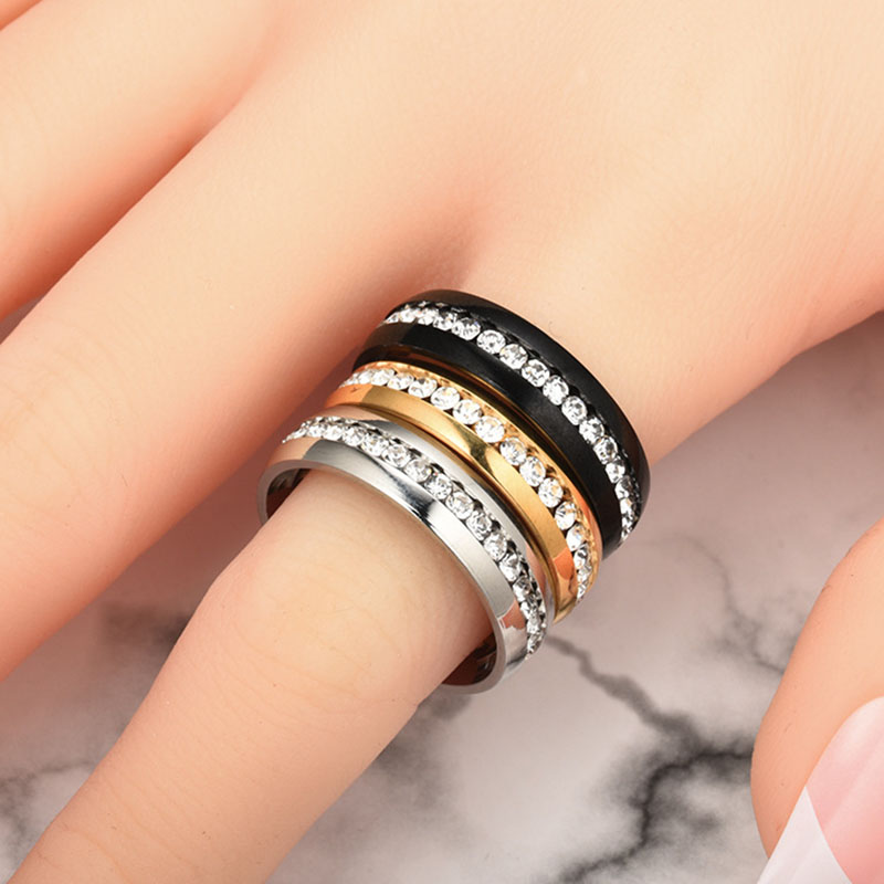 Jewelry Camber Full Rhinestone Stainless Steel Ring Supplier