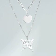 Butterfly Love Titanium Steel Necklace Double Stacking Necklace Accessories Manufacturer