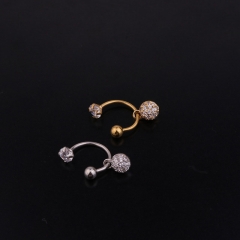 Stainless Steel C-shaped Piercing Flower Zircon Pendant Earrings Creative Earrings Manufacturer