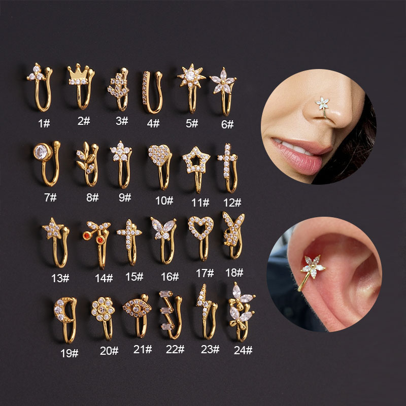Micro-inlaid Zircon U-shaped Nose Clip Ear Bone Clip Popular Non-hole Piercing Jewelry Manufacturer