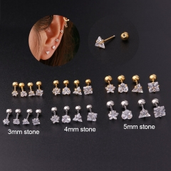 Pentagram Love Zircon 20G Thin Rod Stainless Steel Screw Ball Ear Bone Nail Piercing Manufacturer