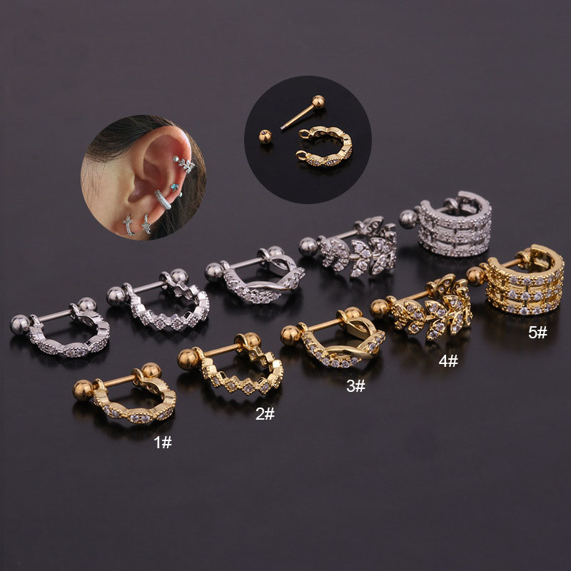 U-shaped Zircon Ear Clip Stainless Steel Ear Bone Nail Zircon Cartilage Earrings Manufacturer
