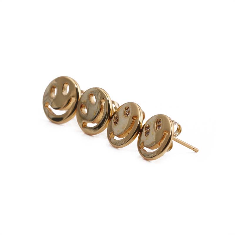 Copper Gilded Accessories Cartoon Cute Simple Smiley Golden Stud Earrings Supplier