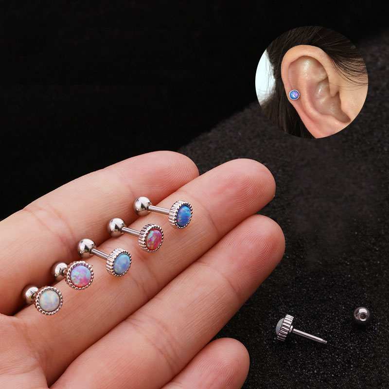 Wholesale Opal Earrings Stainless Steel Threaded Bone Nails Ear Piercing Vendors