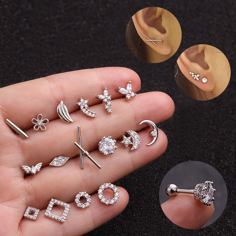Wholesale Personality Butterfly Earrings Square Stainless Steel Pierced Jewelry With Ball Vendors