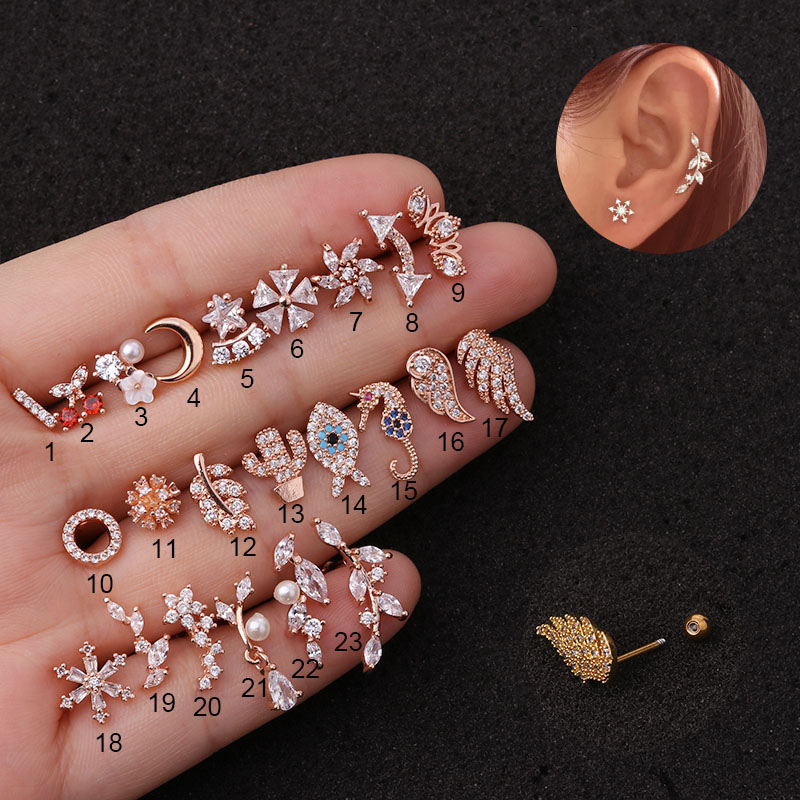 Wholesale Ear Piercing Creative Hippocampus Screw Inlaid Zircon Vendors