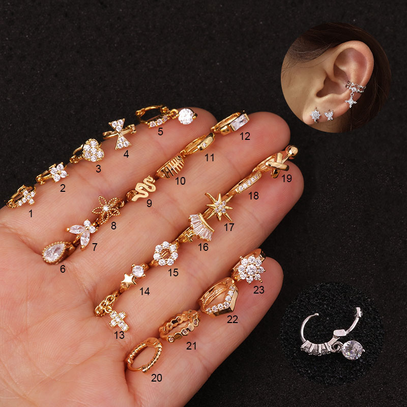 Wholesale Zircod Nose Nail Round Body Piercing Jewelryn Nose Ring Creative Micro Inlai Vendors