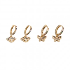 Wholesale Jewelry Fashion Circle Color Zircon Butterfly Demon Eye Palm Earrings Vendors