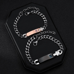 Wholesale Titanium Steel Zirconia Couple Bracelet Blank Can Be Engraved