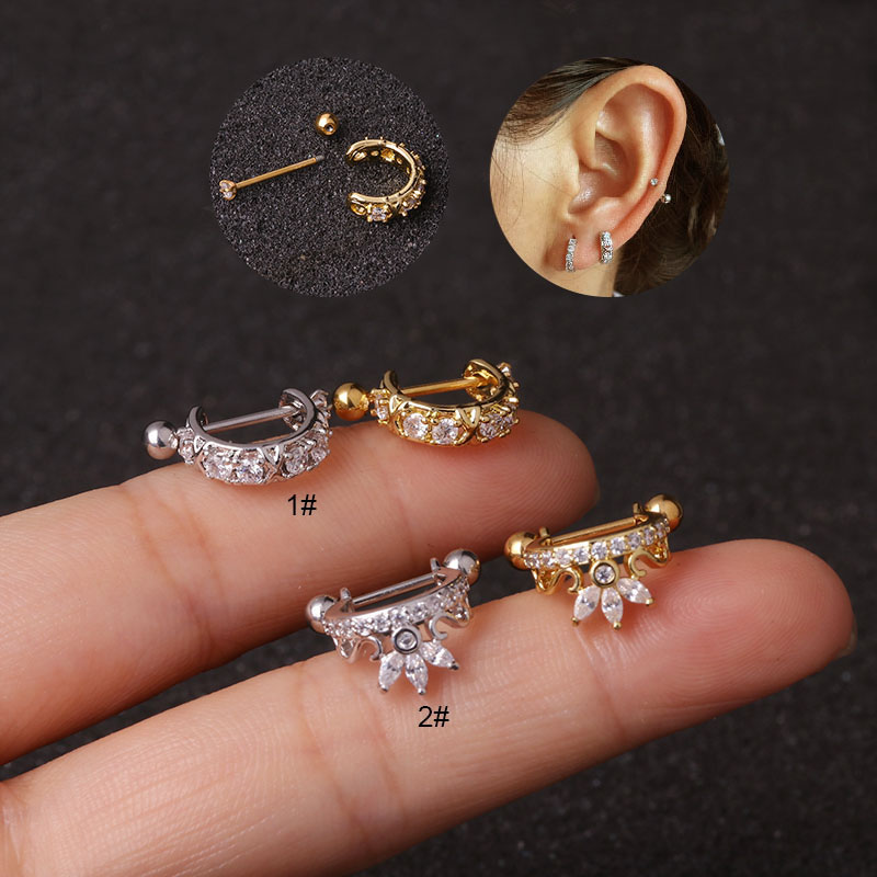 Wholesale The  Stainless Steel Screw Earrings Micro-inlaid Ear Clip Zircon Vendors