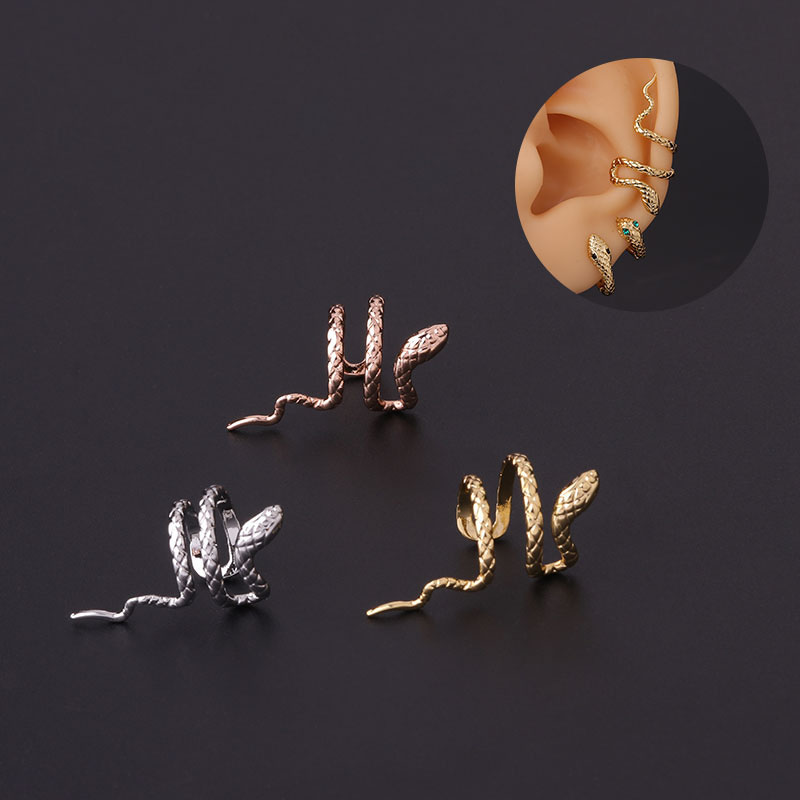 Personalized Punk Snake-shaped Ear Bone Clip Earrings Pierced Earrings Jewelry Manufacturer