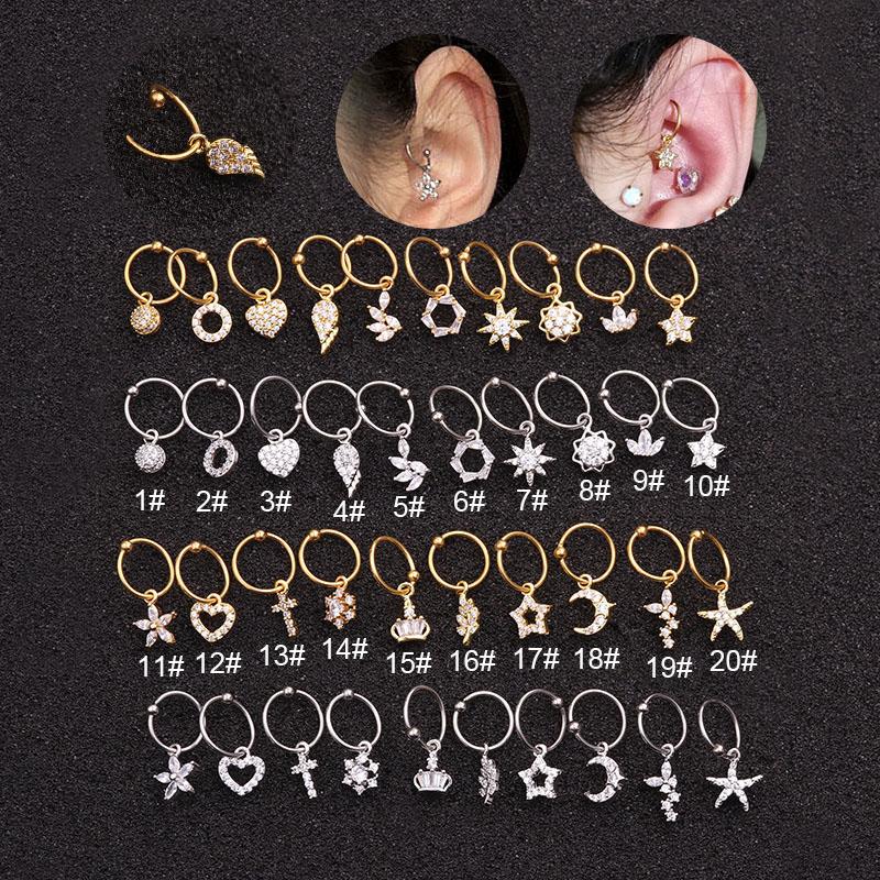 Wholesale Earrings Stainless Steel Pendant Earrings Zircon Ear Bone Nail Piercing Vendors