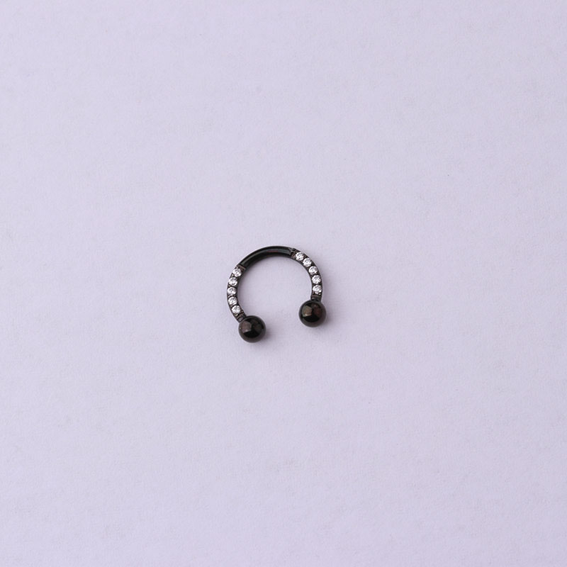 Stainless Steel Inlaid Zircon C-shaped Horseshoe Ring Multi-purpose Piercing Jewelry Manufacturer