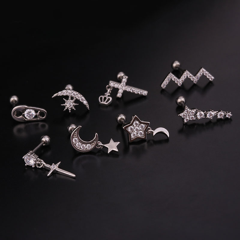 Korean Creative Pendant Ear Bone Nail Stainless Steel Screw Ear Nail Micro-inlaid Zircon Manufacturer