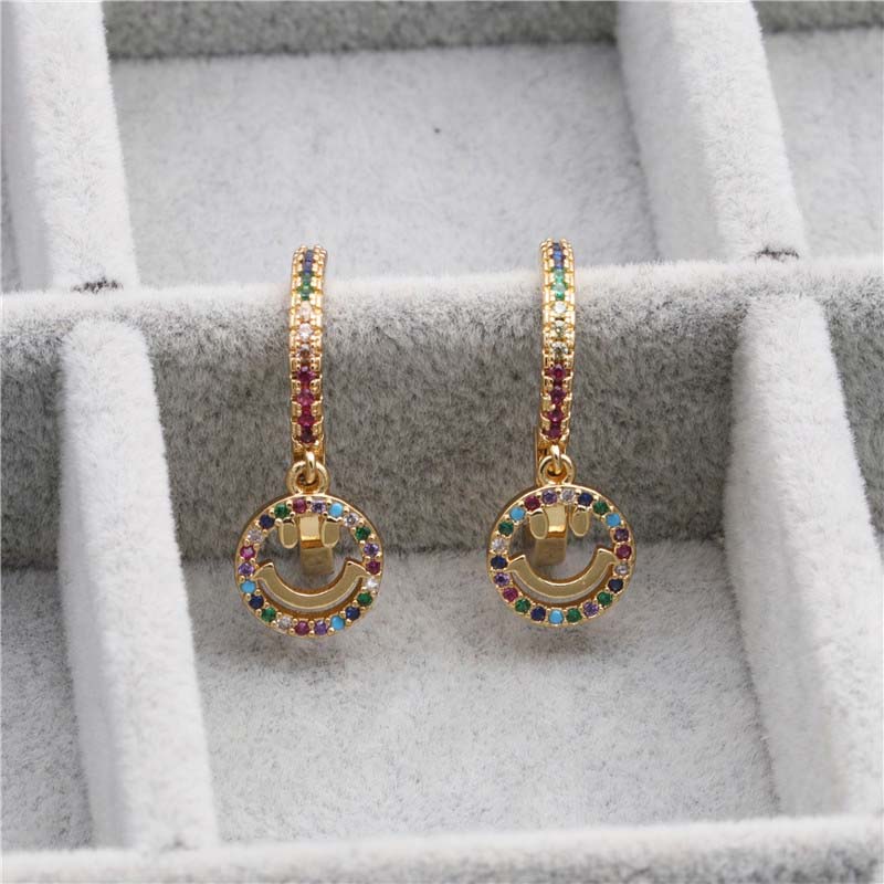 Jewelry Earrings Selling Zircon Smiley Face Manufacturer