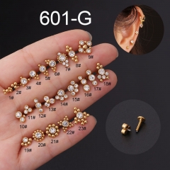 Style Stainless Steel Diamond-studded Lip Nails Ear Bone Nails Popular Piercing Earrings Jewelry Manufacturer