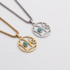Wholesale Exaggerated Jewelry Long Titanium Steel LOVE Turquoise Pendant Necklace Vendors