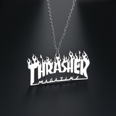 Wholesale Street Hip Hop Pendant Thrasher Titanium Steel Dazzling Keel Chain Necklace