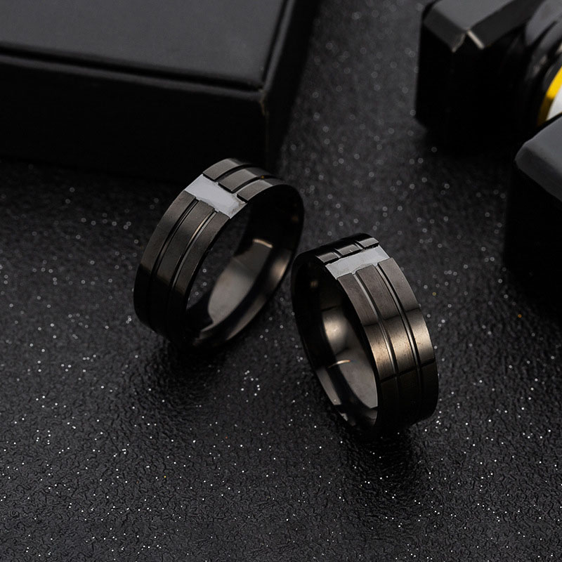 Wholesale Personalized Diamond Stainless Steel Men's Ring Black Zircon Ring