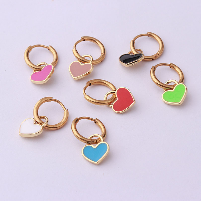 Popular Stainless Steel Ear Buckle Candy Color Dripping Love Five-pointed Star Pendant Earrings Manufacturer