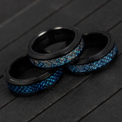 Wholesale Titanium Steel Turning Carbon Fiber Dragon Ring Men Turning Decompression Ring