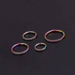 Pure Stainless Steel Open Round Inlaid Zircon Earrings Fashion Piercing Jewelry Manufacturer