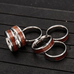 Stainless Steel Jewelry Inlaid Acacia Wood Half Circle Tree Of Life Ring Manufacturer