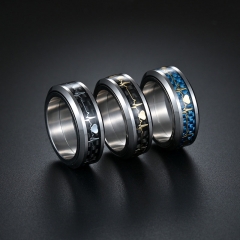 Wholesale Men's Titanium Steel Turning Ring Heartbeat