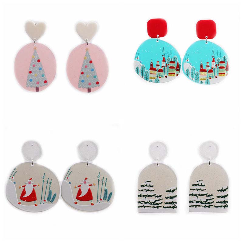 Acrylic Christmas Love Jewelry Earrings  Santa Claus Supplier