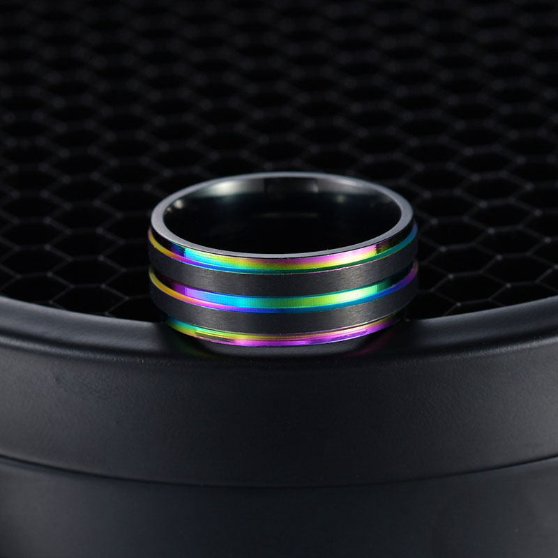 Wholesale Black Room Color Titanium Steel Ring Two-tone Frosted Stainless Steel Men's Ring